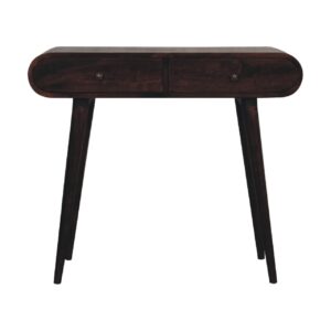 Solid Mango Wood Walnut Curved Edge Console Table