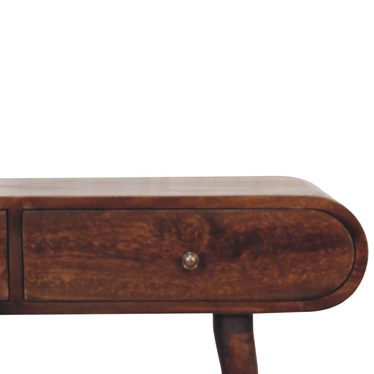 Solid Mango Wood Walnut Curved Edge Console Table - Image 4
