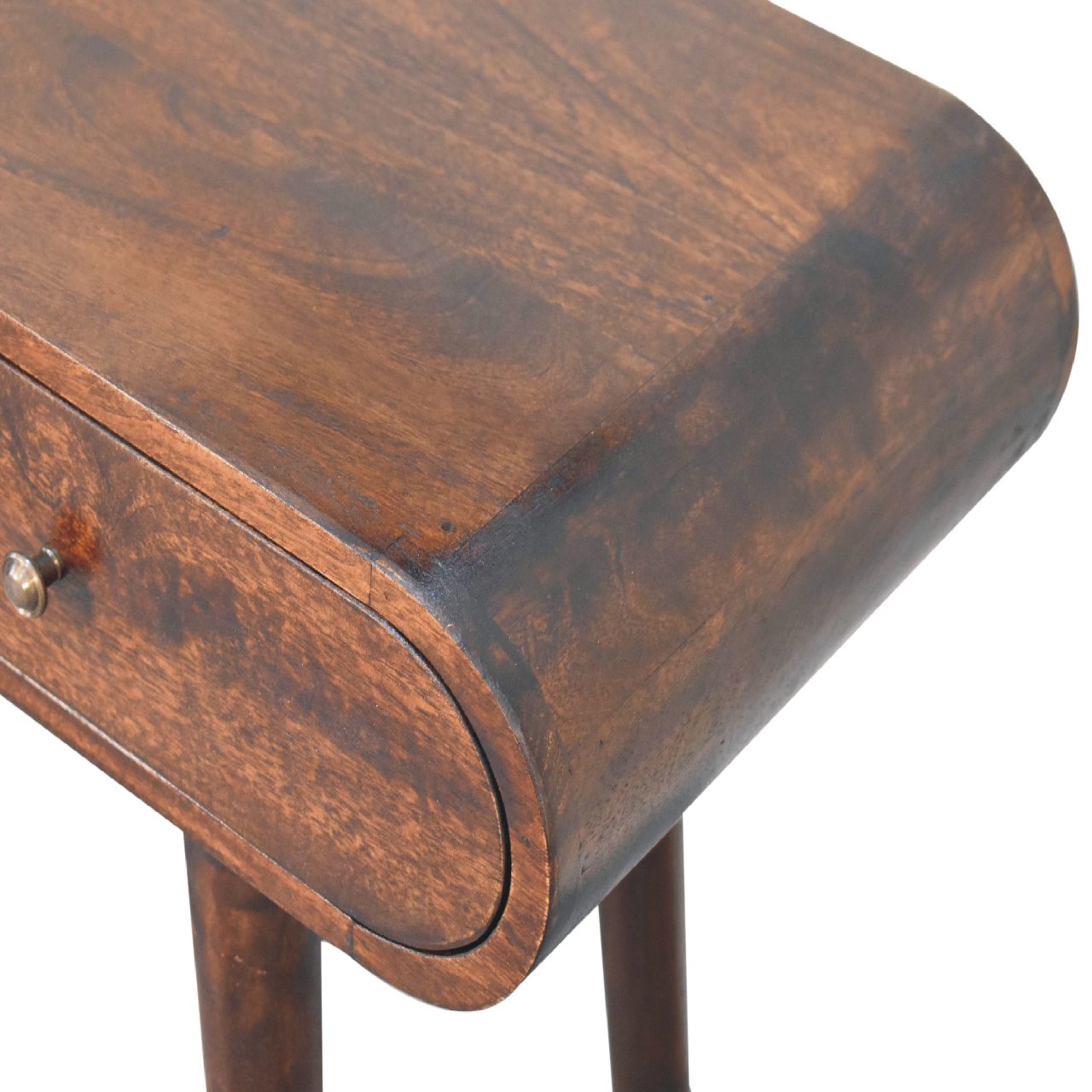 Solid Mango Wood Walnut Curved Edge Console Table - Image 5