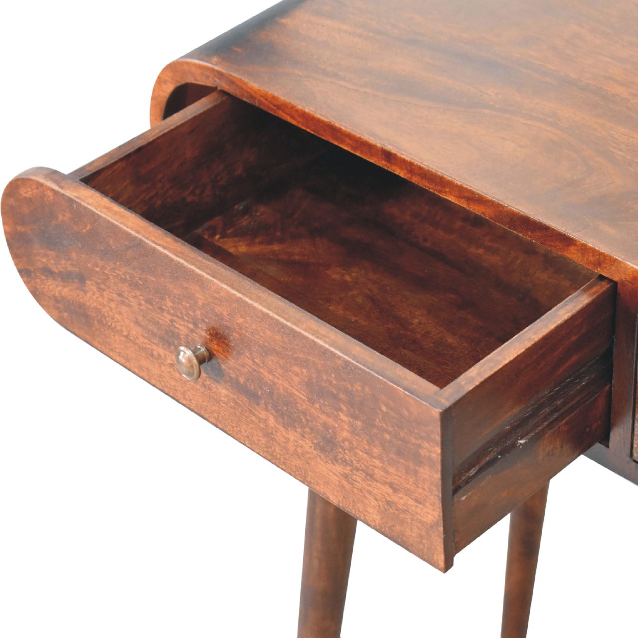 Solid Mango Wood Walnut Curved Edge Console Table - Image 6
