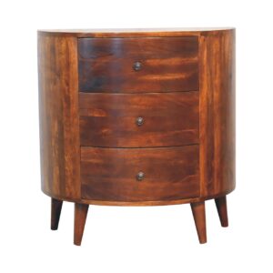 Solid Mango Wood Chestnut Finished 3 Drawer Odyssey Chest of Drawers