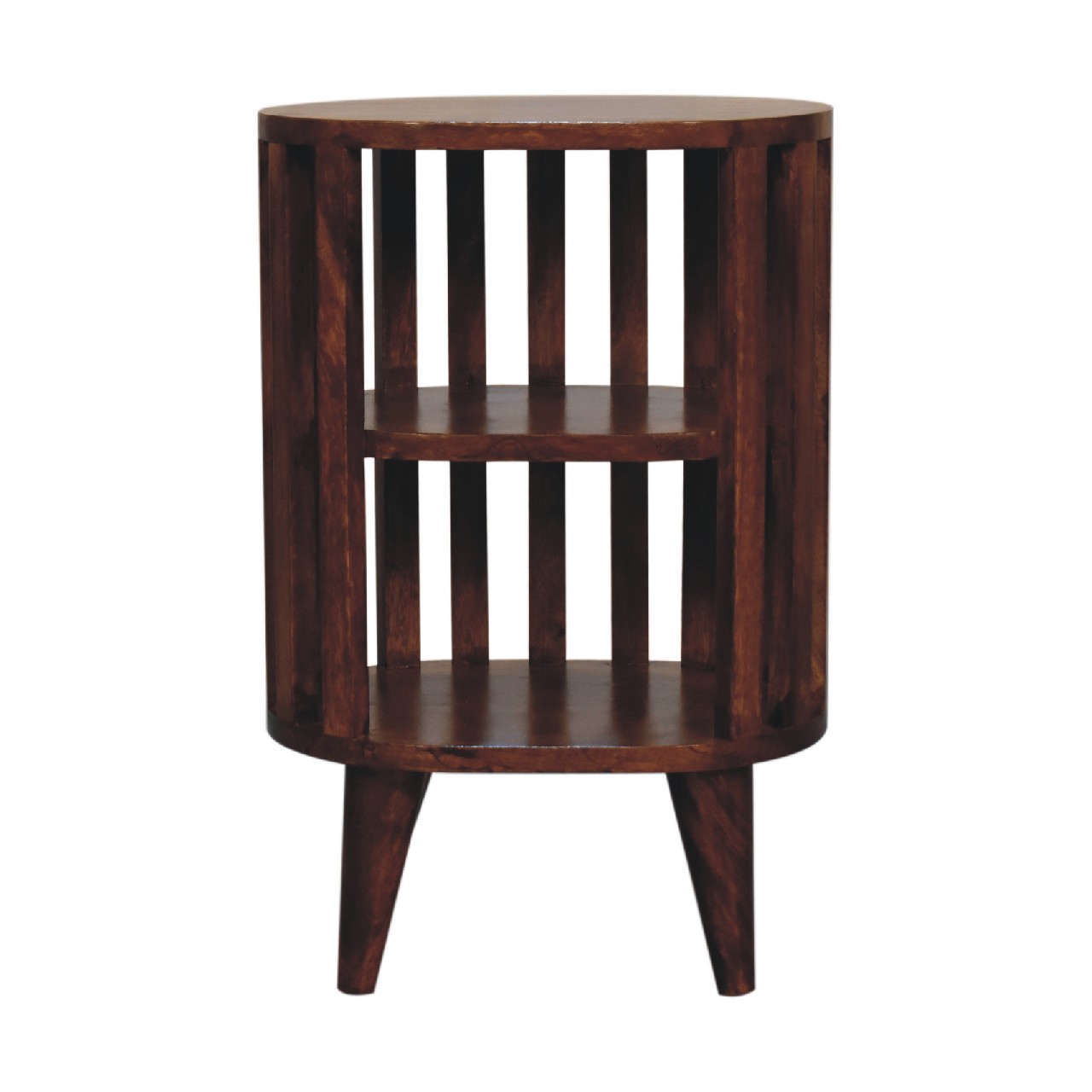 Solid Mango Wood Ariella Double Shelf Chestnut Bedside