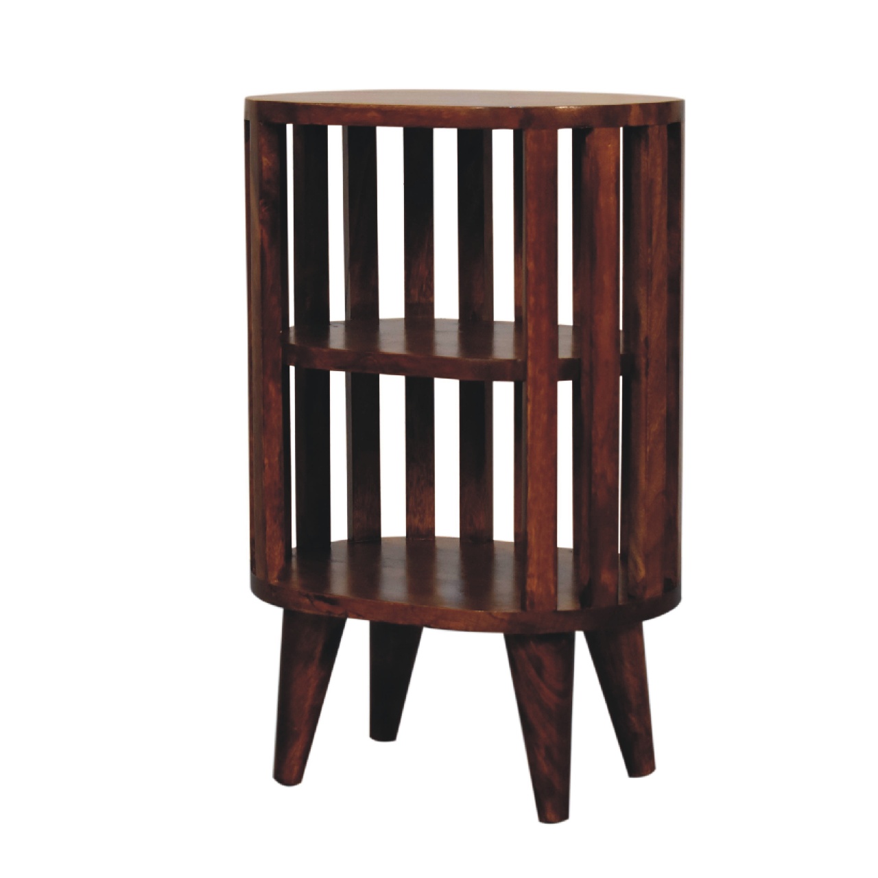 Solid Mango Wood Ariella Double Shelf Chestnut Bedside - Image 2