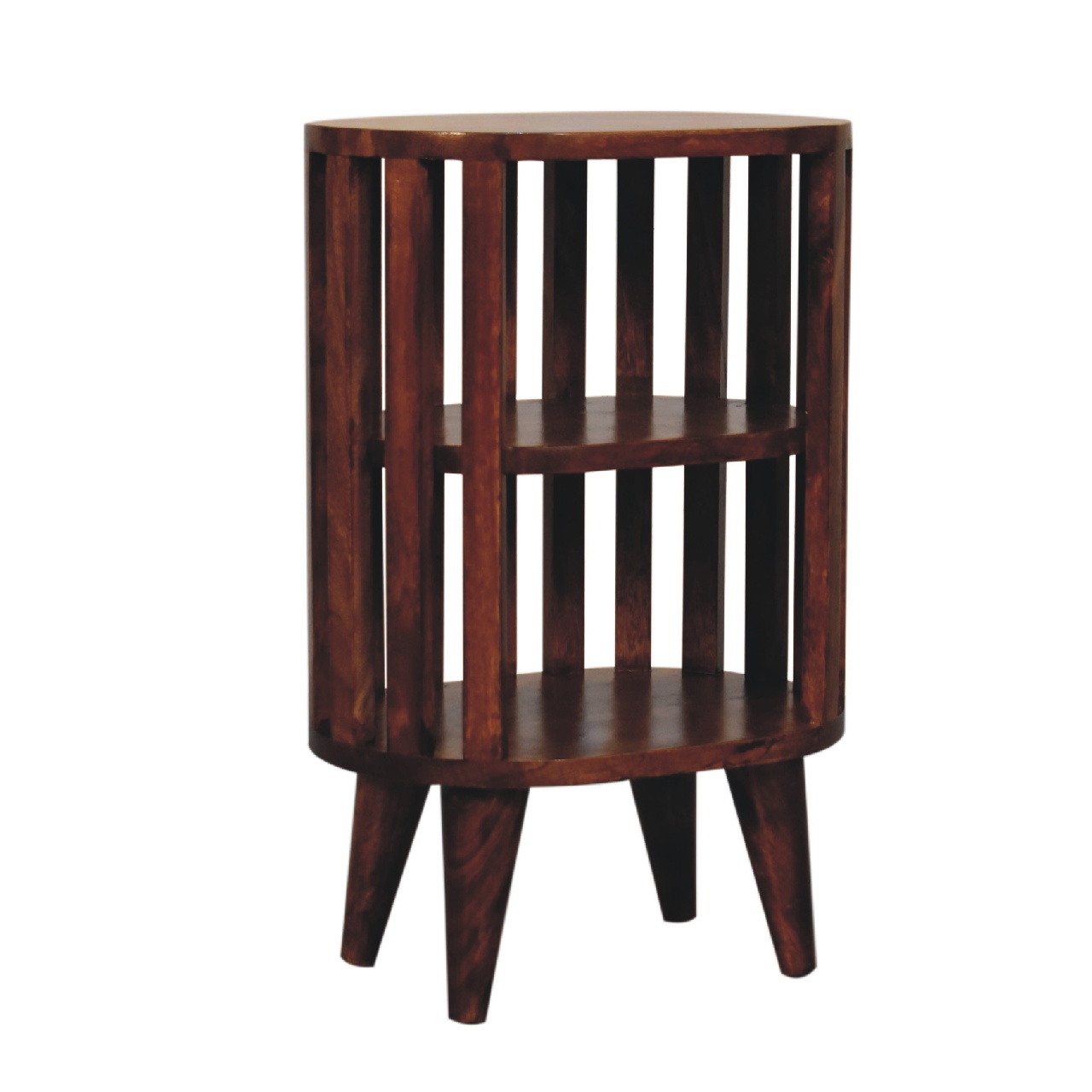 Solid Mango Wood Ariella Double Shelf Chestnut Bedside - Image 3