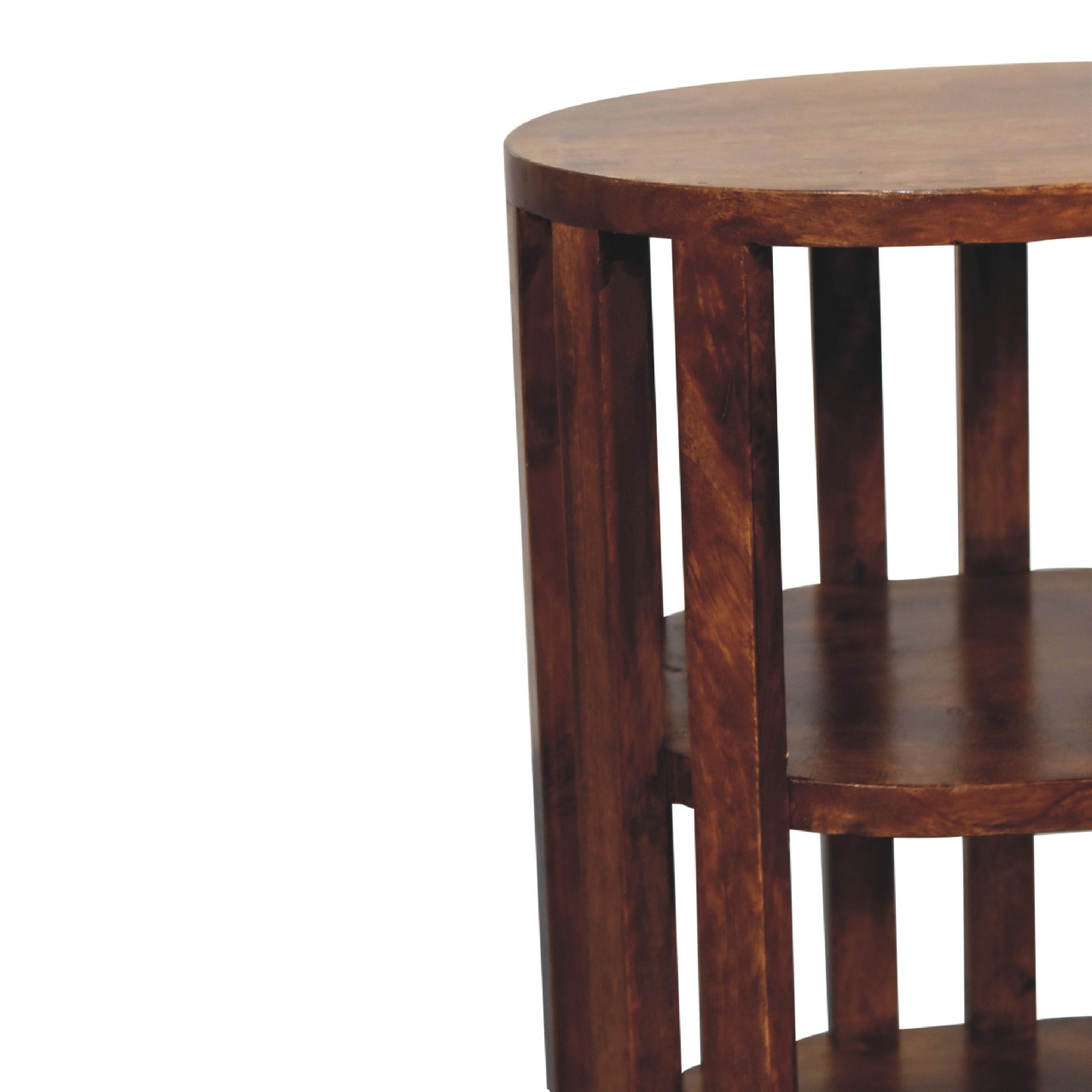 Solid Mango Wood Ariella Double Shelf Chestnut Bedside - Image 4
