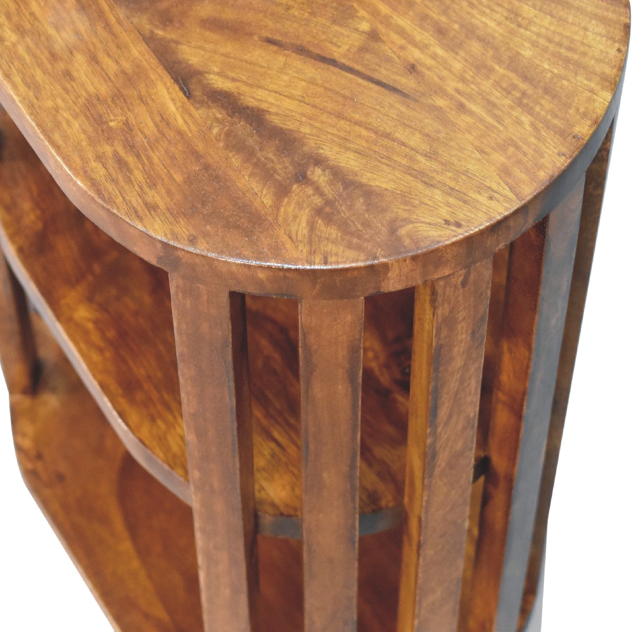Solid Mango Wood Ariella Double Shelf Chestnut Bedside - Image 6