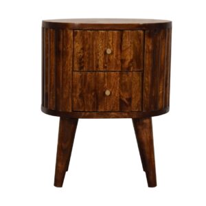 Solid Mango Wood Stripe Chestnut Bedside