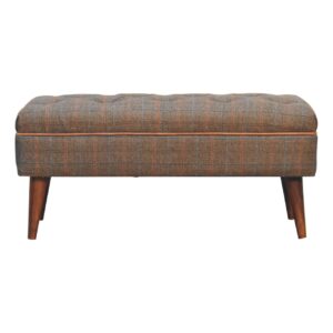 Solid Mango Wood Mango Wood Multi Tweed Buffalo Pipe Bench