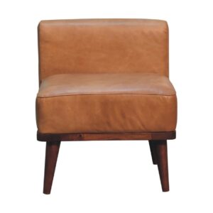 Solid Mango Wood Tan Buffalo Backrest Footstool