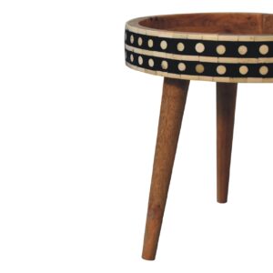 Solid Mango Wood Oak Finished with Bone Inlay End Table
