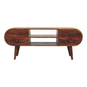 Solid Mango Wood Solid Chestnut Finished Mango Wood 4 Drawer Media Unit