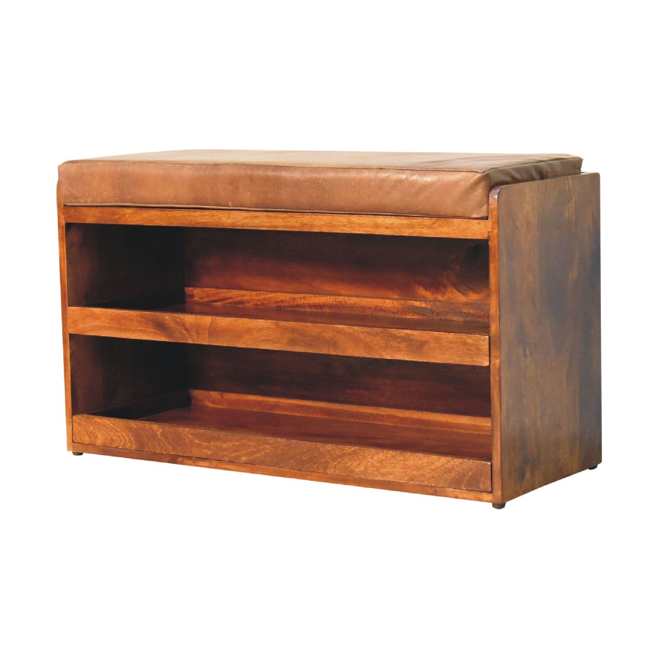 Solid Mango Wood Buffalo Pull out Chestnut Shoe Bench - Image 3