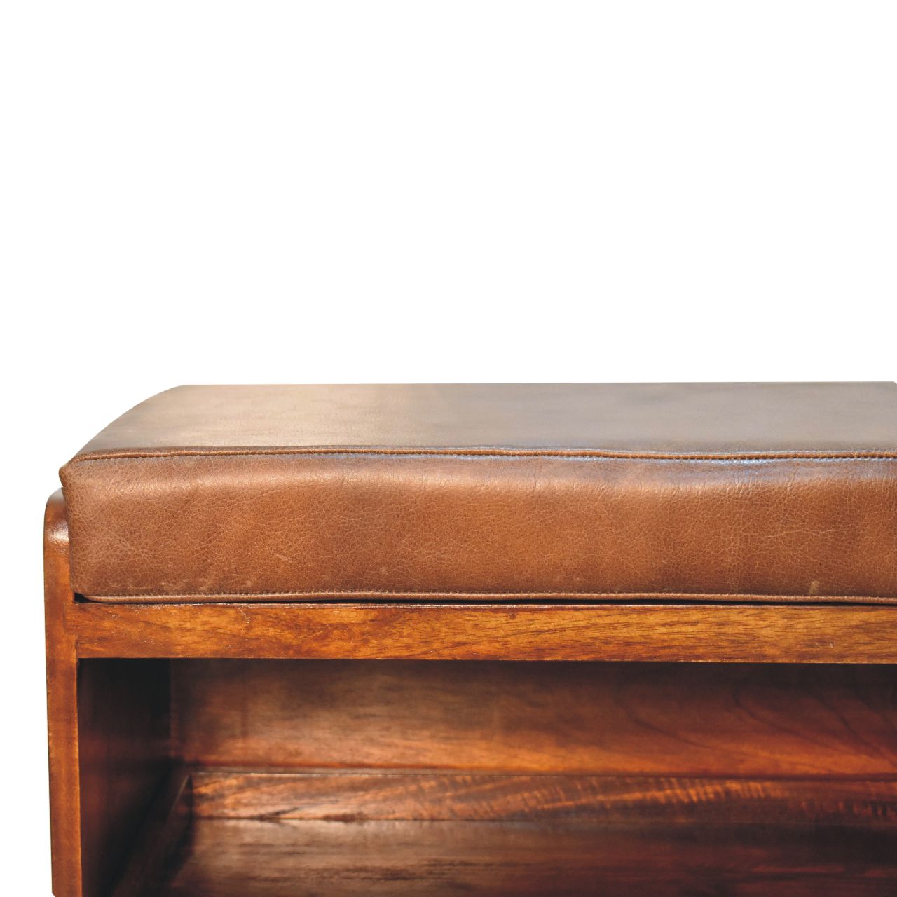 Solid Mango Wood Buffalo Pull out Chestnut Shoe Bench - Image 4