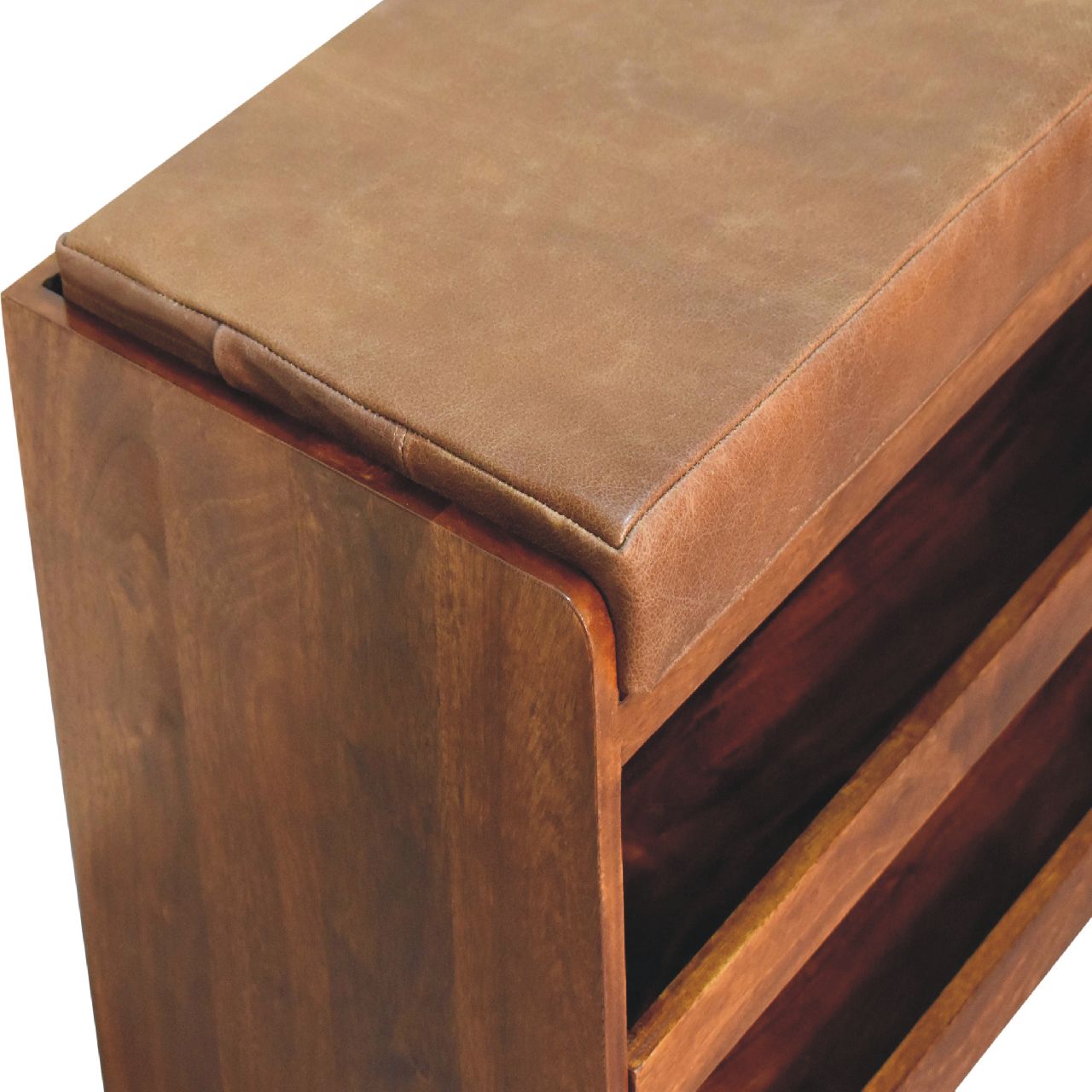 Solid Mango Wood Buffalo Pull out Chestnut Shoe Bench - Image 5