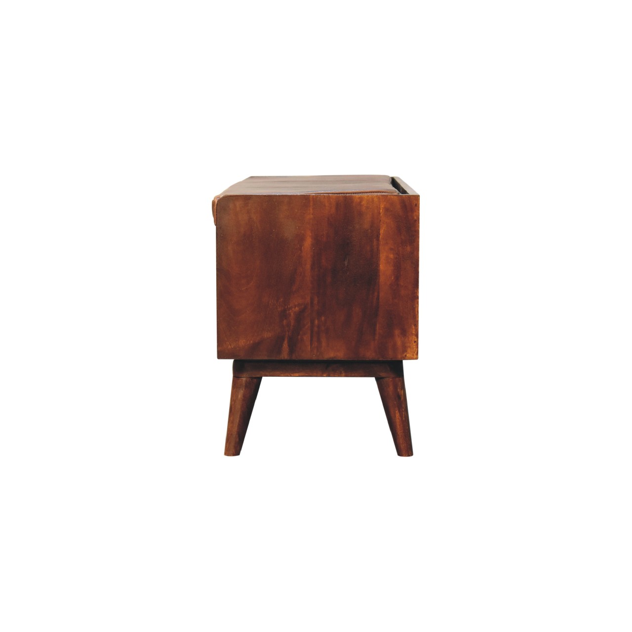 Solid Mango Wood Chestnut Finished Bench with Brown Leather Seatpad - Image 8
