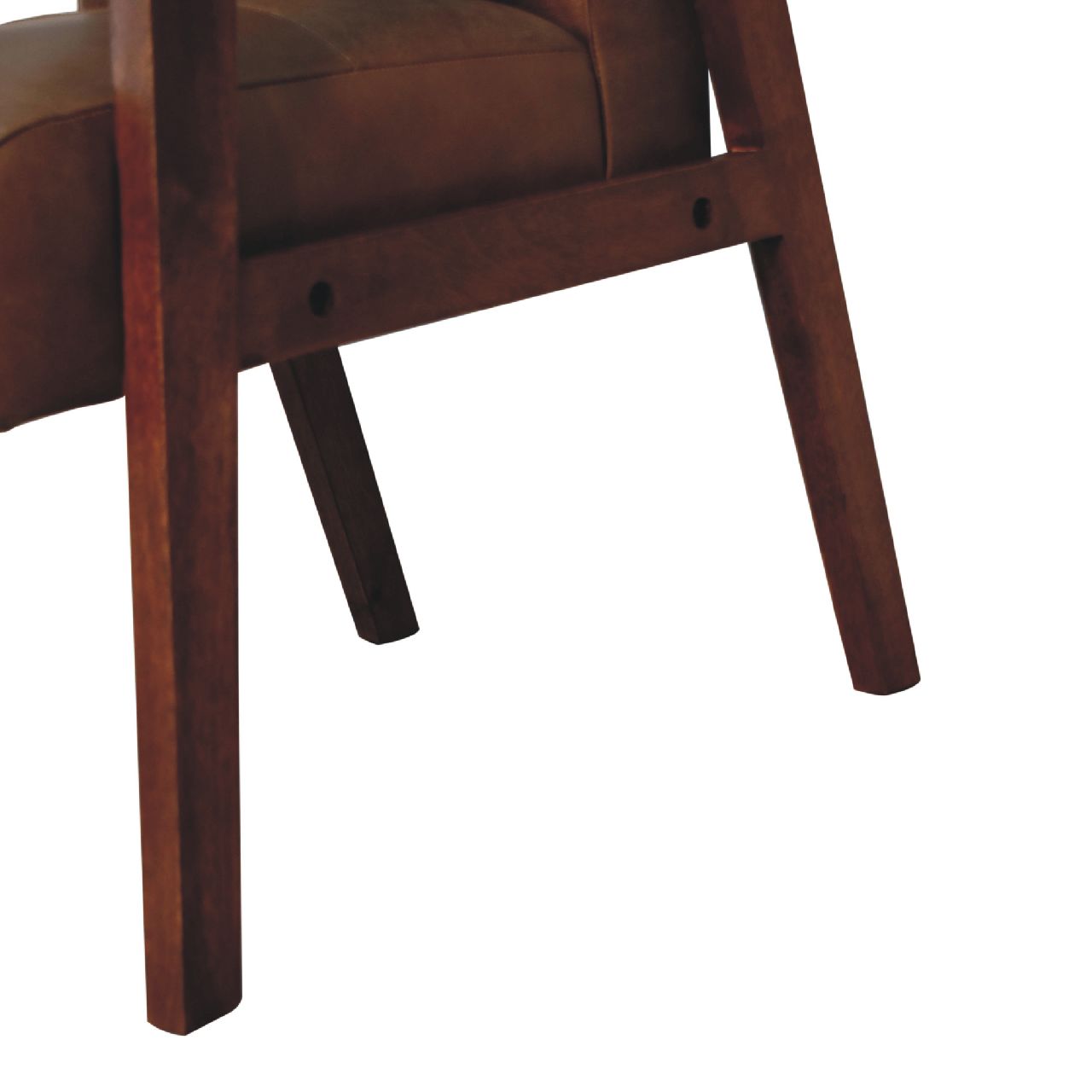 Solid Mango Wood Brown Buffalo Leather Chair - Image 7