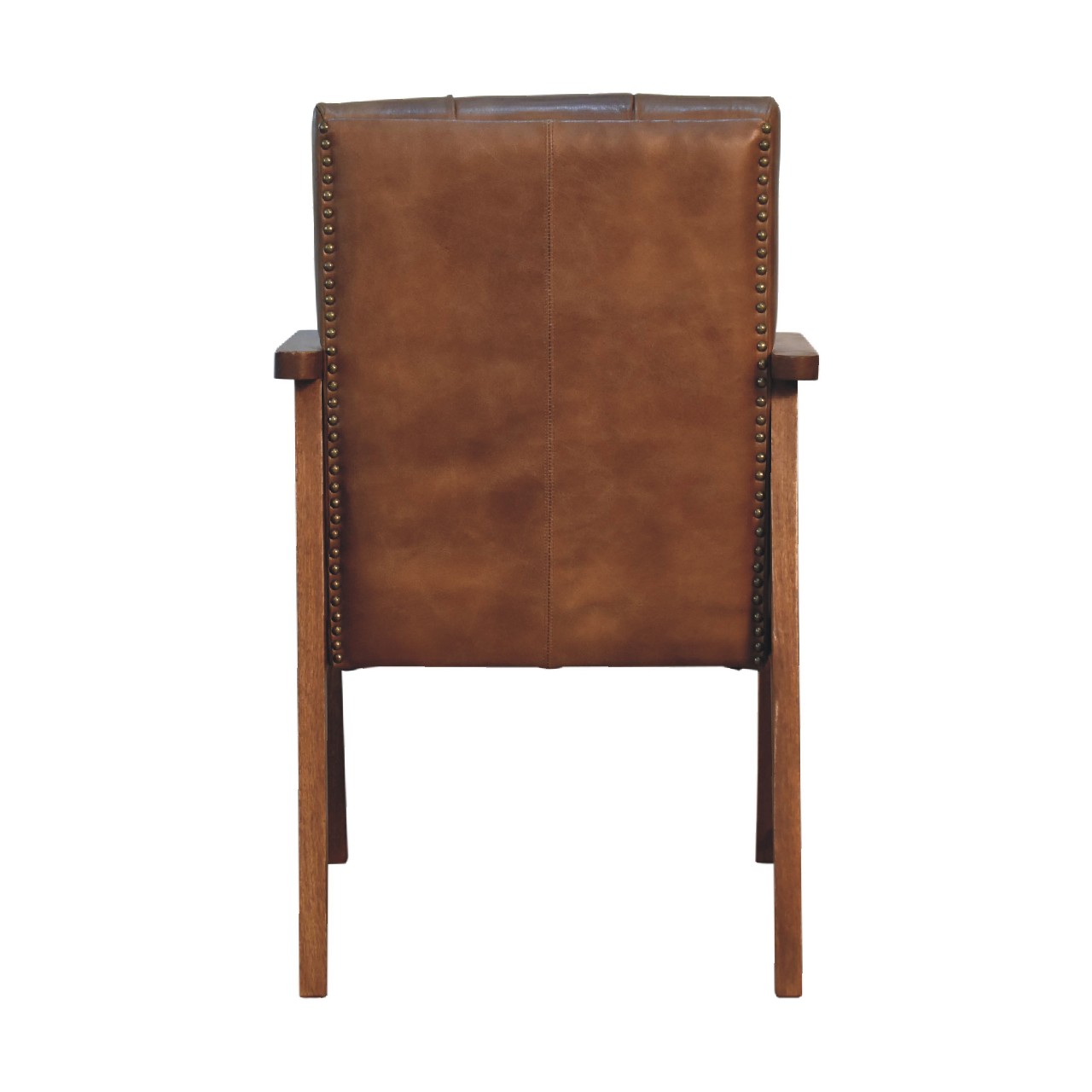 Solid Mango Wood Brown Buffalo Leather Chair - Image 9