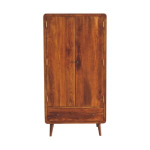 Solid Mango Wood Curved Chestnut Wardrobe