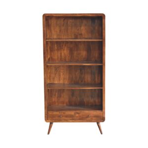Solid Mango Wood Curved Chestnut Bookcase