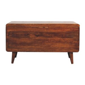Solid Mango Wood Solid Chestnut Finished Mango Wood Curved Ottoman/Blanket Box