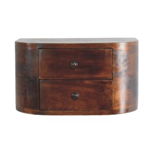 Solid Mango Wood Solid  Mango Wood Lunar 2 Drawer Floating Bedside