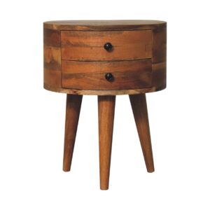 Solid Mango Wood Solid  Mango Wood Odyssey Oak Finish Tripod Bedside