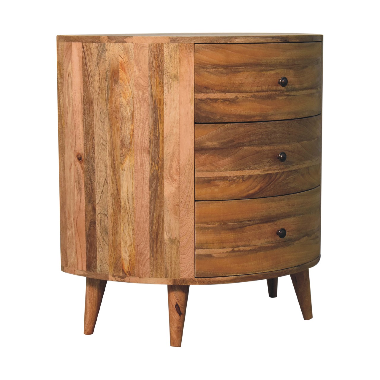 Solid Mango Wood Oak Finished 3 Drawer Odyssey Chest of Drawers - Image 2