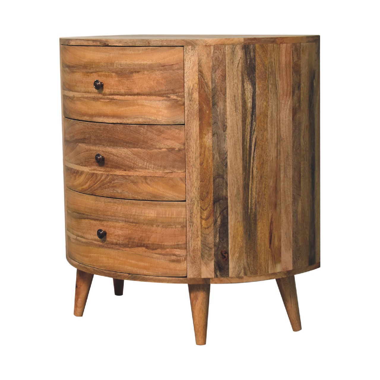 Solid Mango Wood Oak Finished 3 Drawer Odyssey Chest of Drawers - Image 3