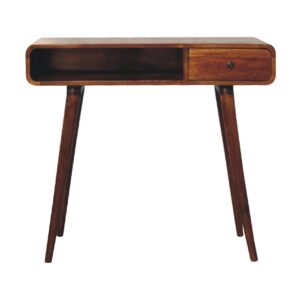 Solid Mango Wood Curved Chestnut Writing Desk