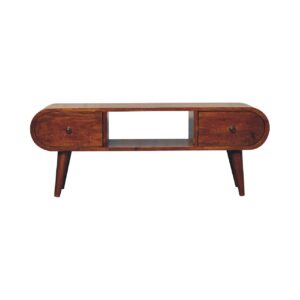 Solid Mango Wood Solid Chestnut Finished Mango Wood 2 Drawer Media/Television Unit