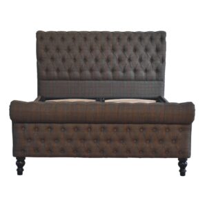 Solid Mango Wood Multi Tweed Bed