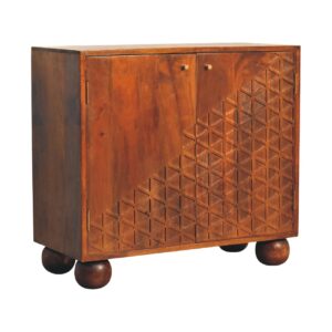Solid Mango Wood 2 Door Chestnut Dice Cabinet