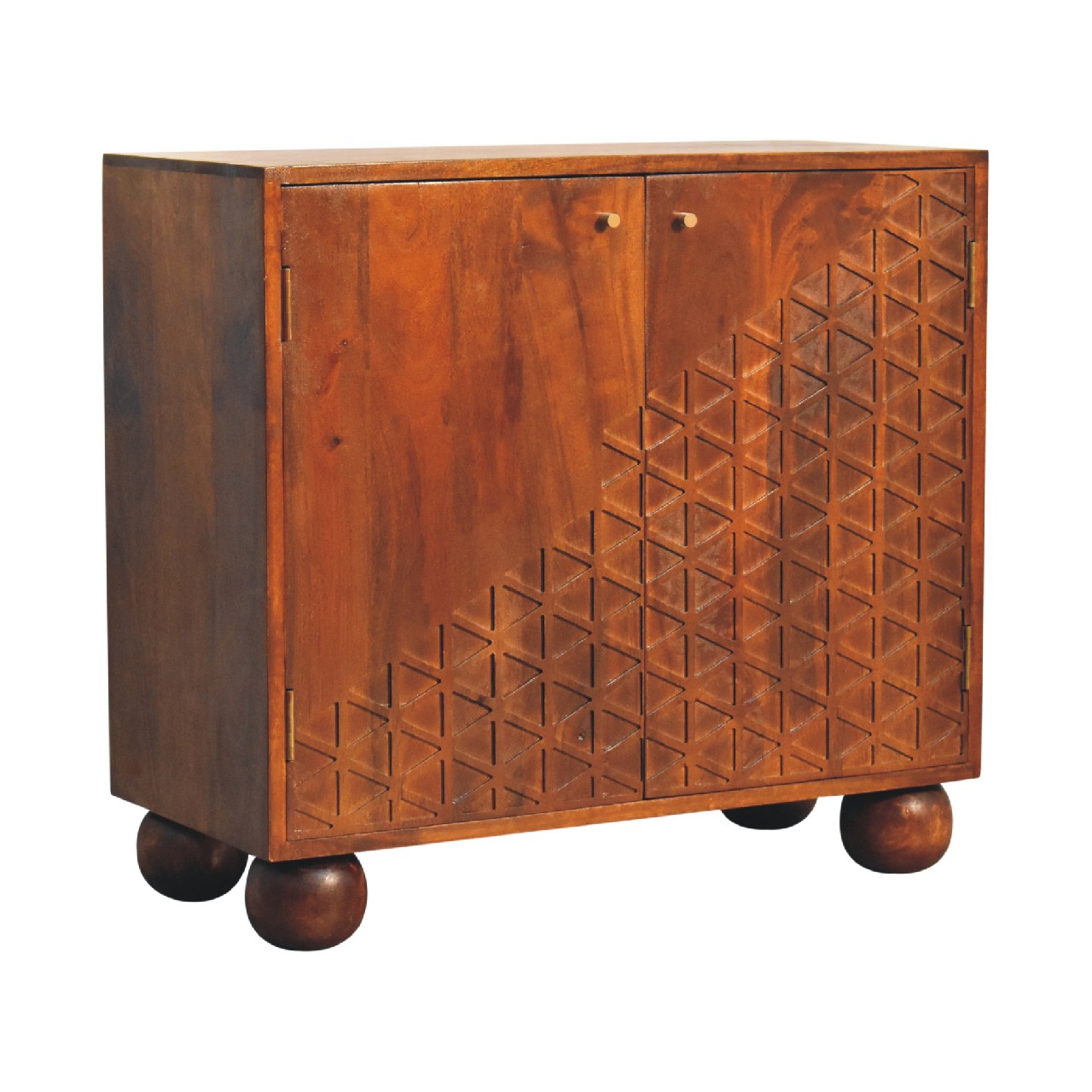 Solid Mango Wood 2 Door Chestnut Dice Cabinet