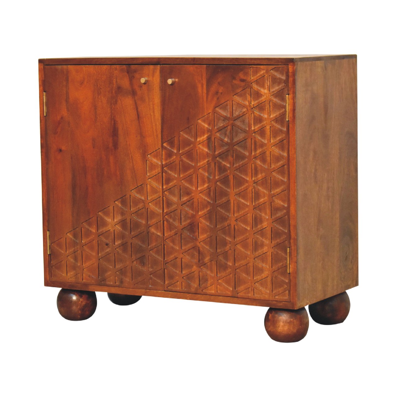 Solid Mango Wood 2 Door Chestnut Dice Cabinet - Image 2