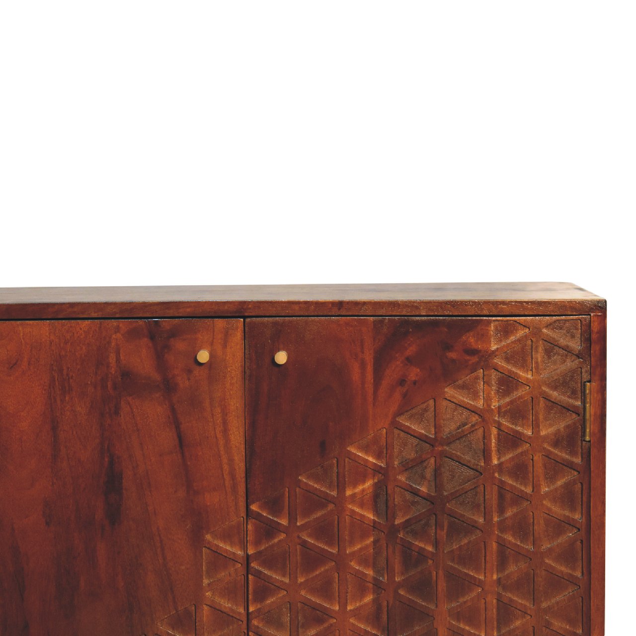 Solid Mango Wood 2 Door Chestnut Dice Cabinet - Image 3