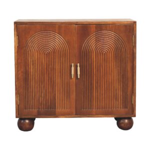 Solid Mango Wood Solid Chestnut Finished Cabinet/Cupboard with Ball Feet