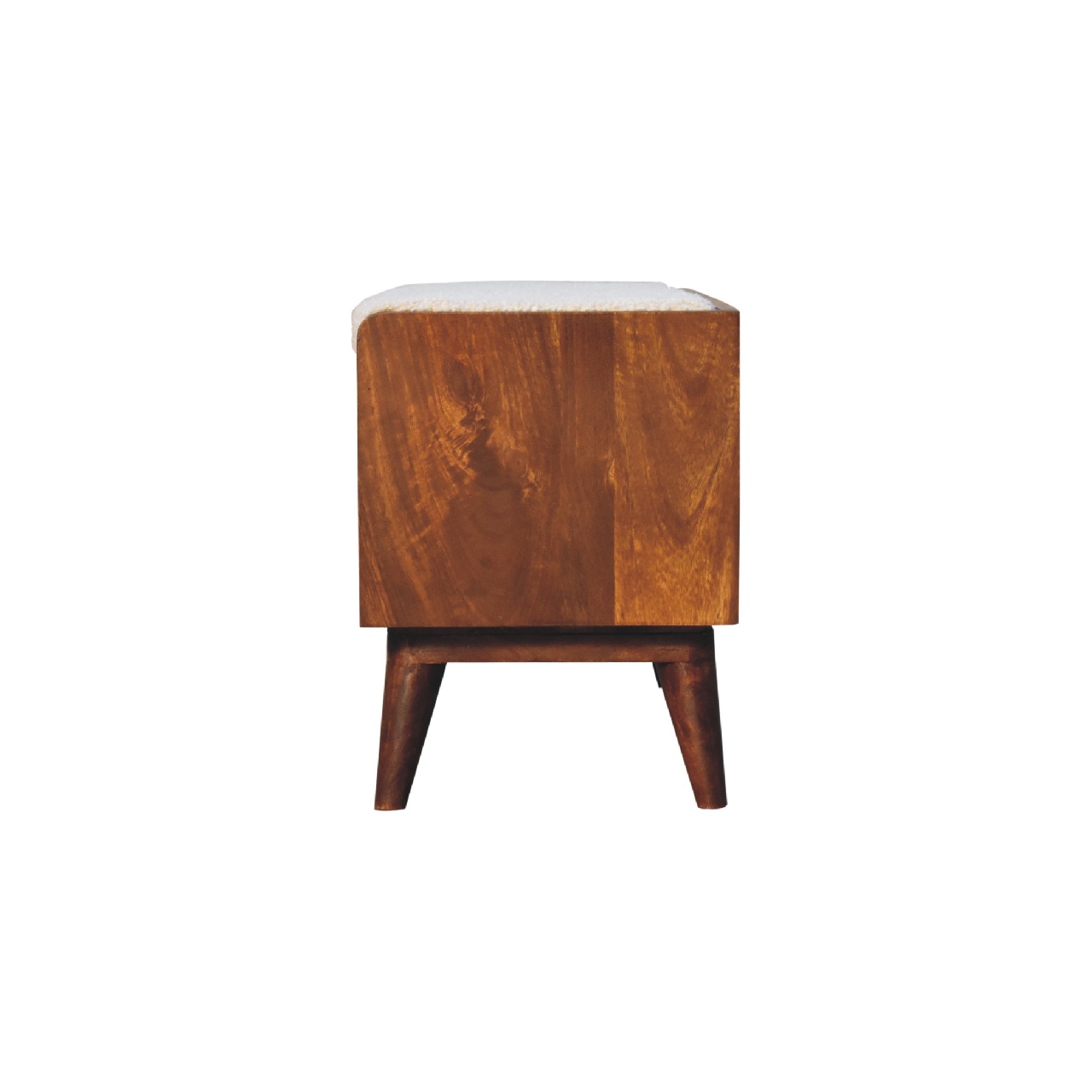 Solid Mango Wood Boucle Nordic Storage Bench - Image 8