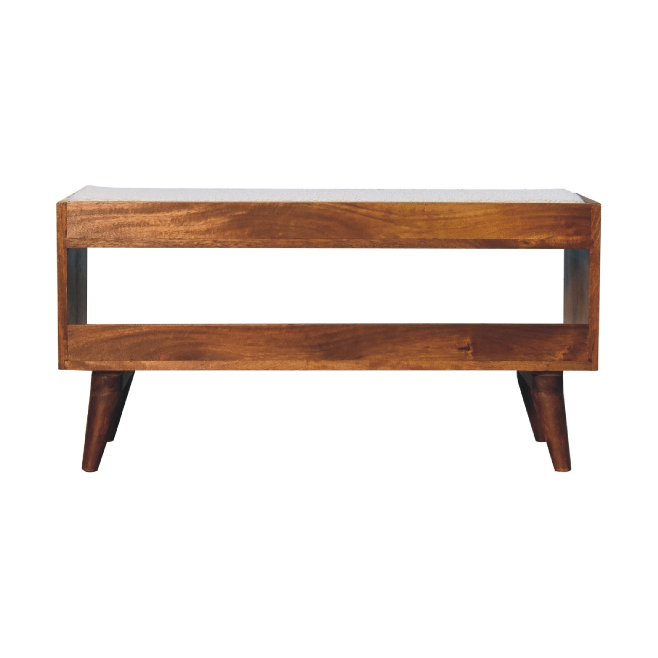 Solid Mango Wood Boucle Nordic Storage Bench - Image 9