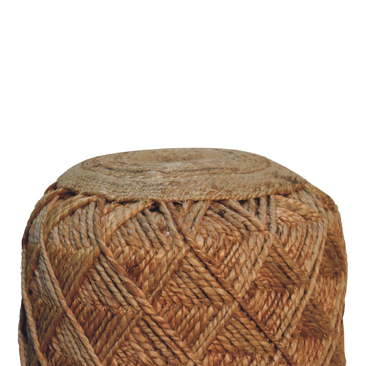 Solid Mango Wood Jute Fiber Footstool Large Pattern - Image 3