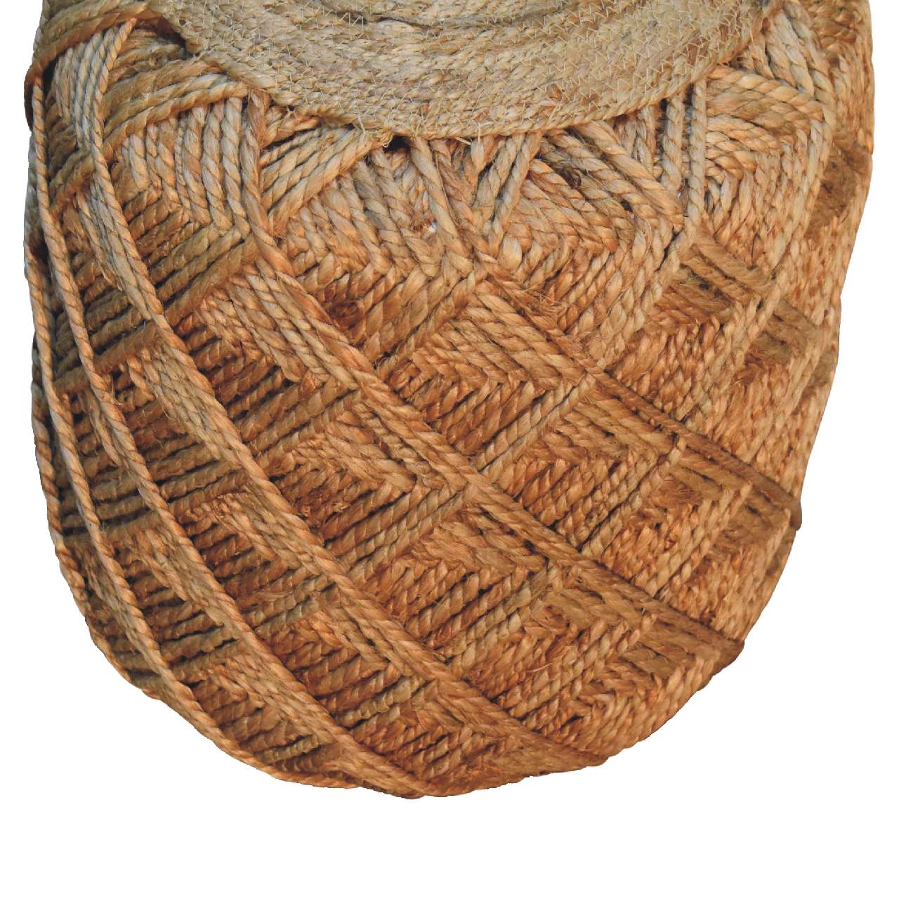 Solid Mango Wood Jute Fiber Footstool Large Pattern - Image 4