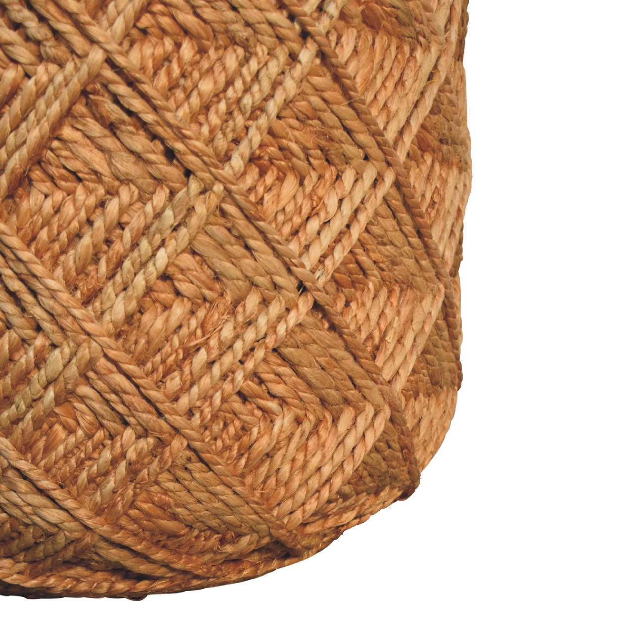 Solid Mango Wood Jute Fiber Footstool Large Pattern - Image 5