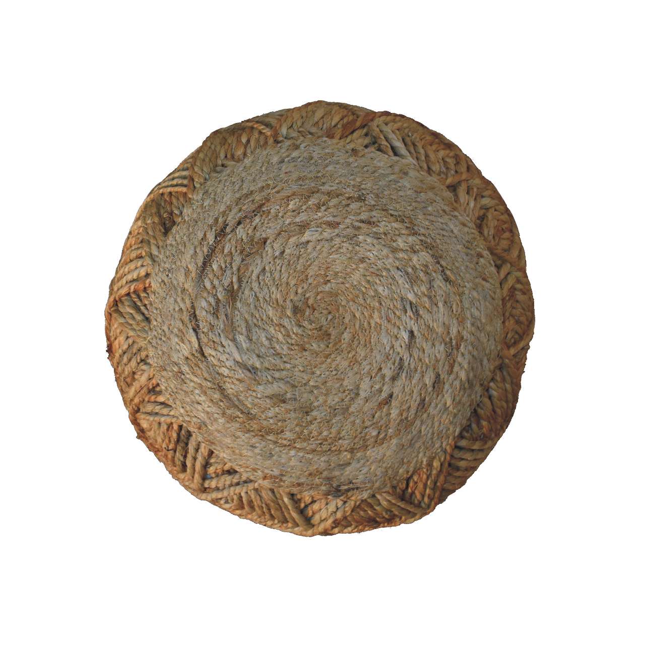 Solid Mango Wood Jute Fiber Footstool Large Pattern - Image 6