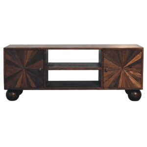 Solid Mango Wood Solid Walnut Finished Reclaimed Mango Wood Television/Media Unit