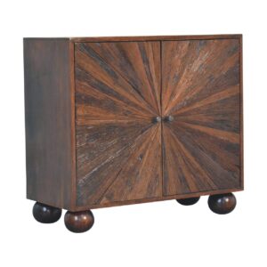 Solid Mango Wood Solid Walnut Finished Reclaimed Mango Wood Cabinet/Cupboard with Ball Feet