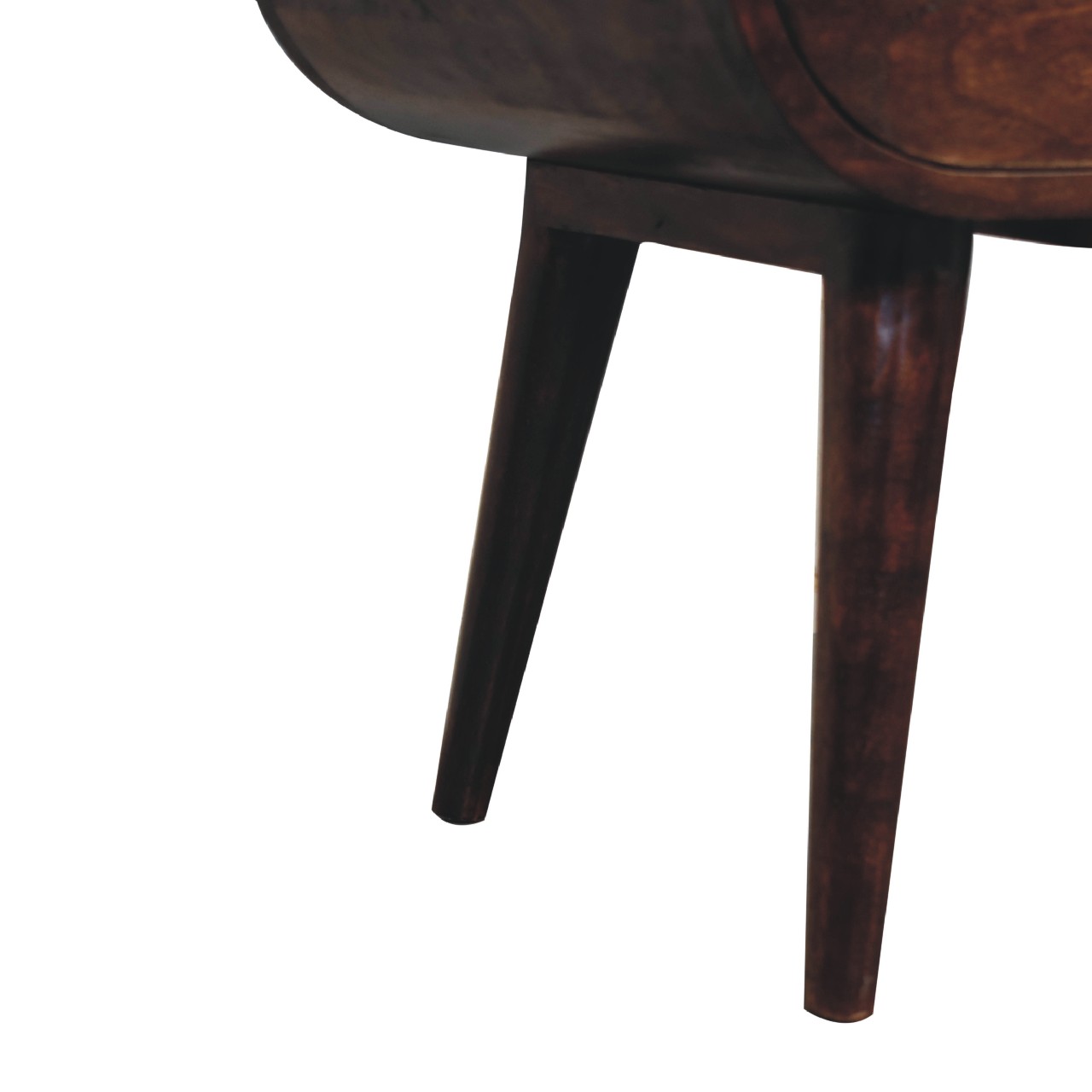 Solid Mango Wood Light Walnut Circular Bedside with Open Slot - Image 7