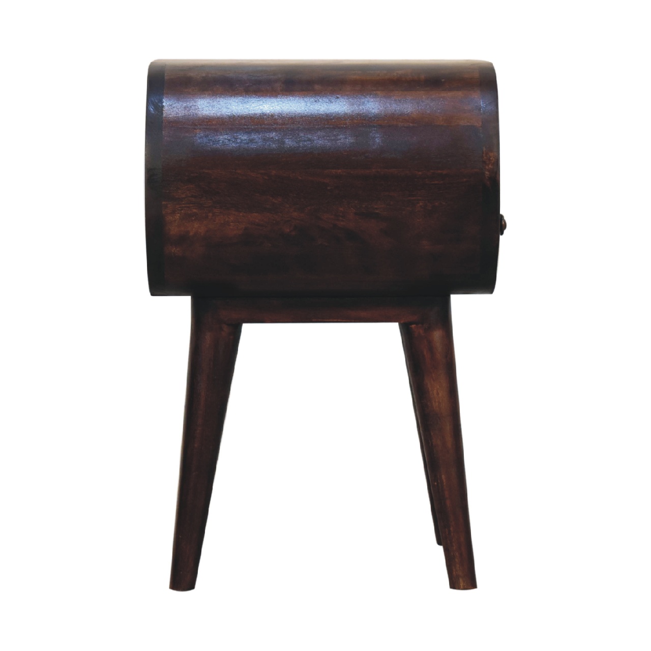 Solid Mango Wood Light Walnut Circular Bedside with Open Slot - Image 8