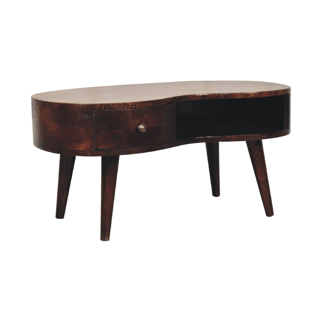 Solid Mango Wood Light Walnut Wave Coffee Table