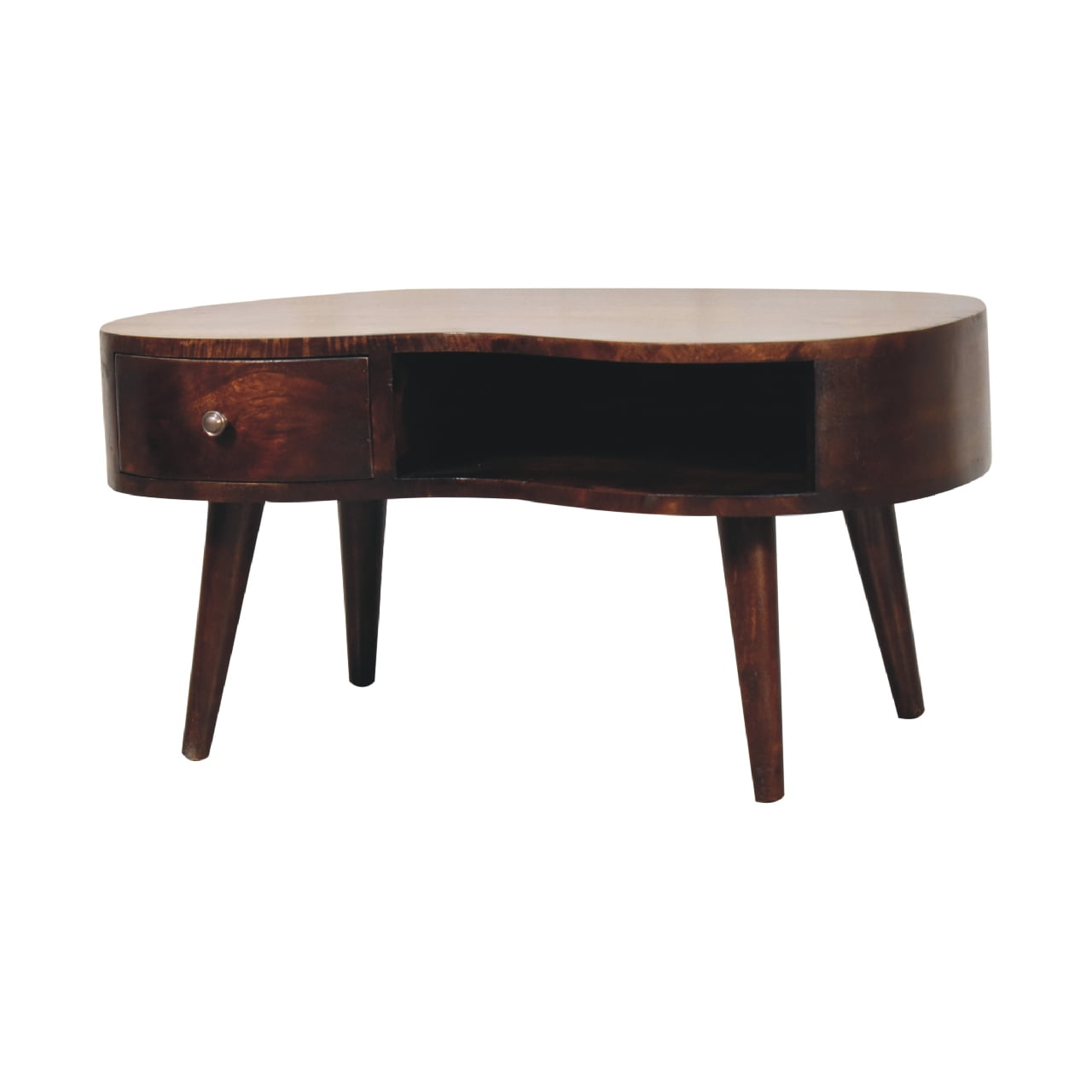 Solid Mango Wood Light Walnut Wave Coffee Table - Image 2