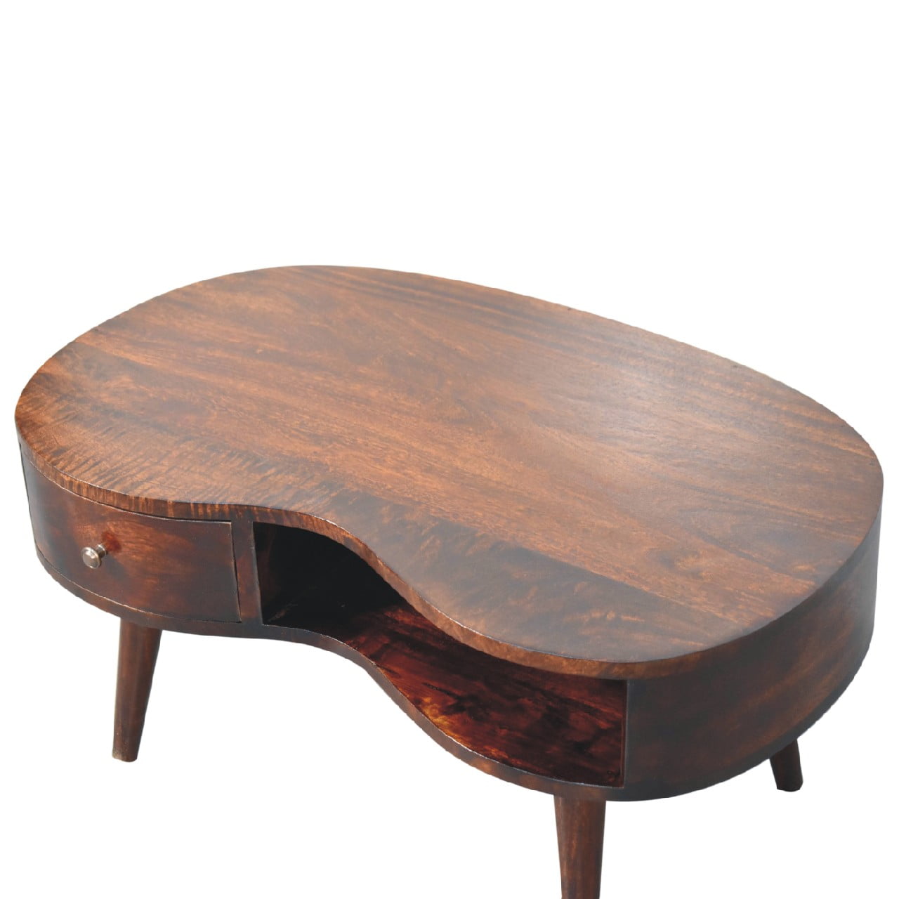 Solid Mango Wood Light Walnut Wave Coffee Table - Image 5