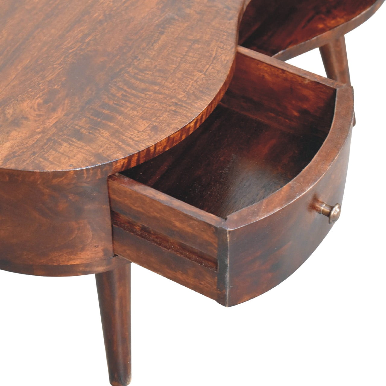Solid Mango Wood Light Walnut Wave Coffee Table - Image 6